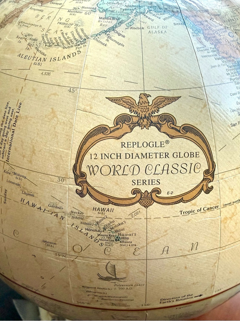 12” Antique Raised Relief Desk Replogle World Classic Globe - Picture 3 of 16